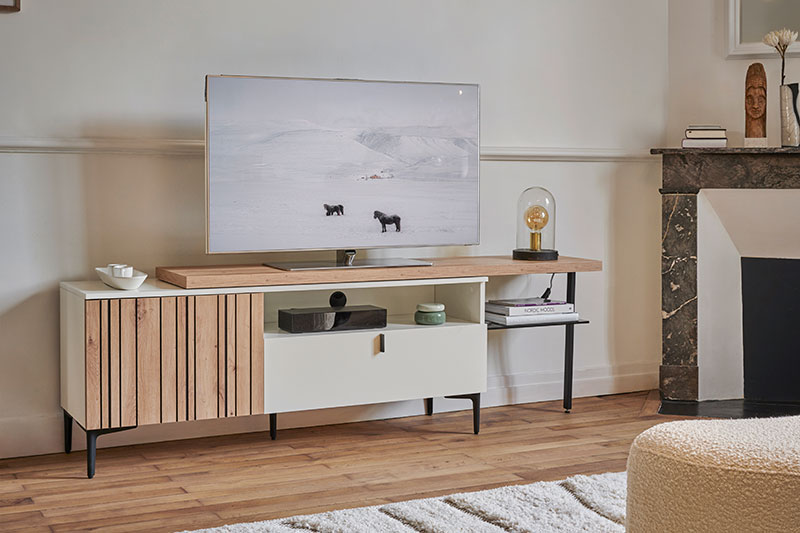 Meuble TV extensible rangements TOPAZE